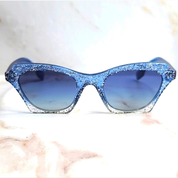 Burberry butterfly bluebird blue glitter sunglasses New - Picture 1 of 11